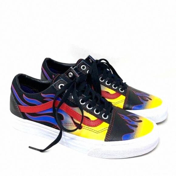 VANS Old Skool Racer Black Red Women Low Top VN0A3WKT57Z Sneakers Canvas Leather - Picture 2 of 11